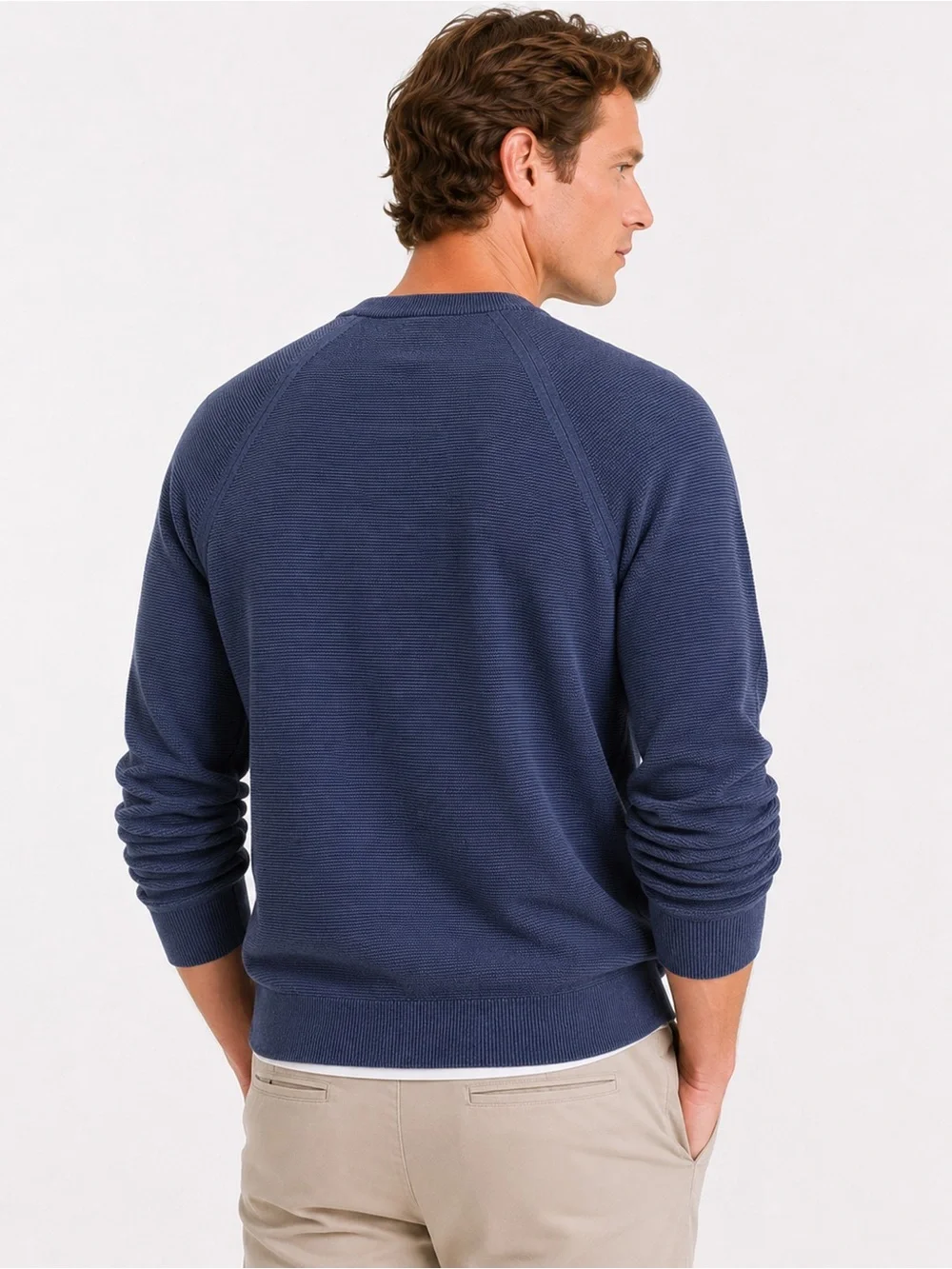 J.Crew Textured Cotton Crewneck Sweater Heather Navy NWT Sz Large Knit Pullover